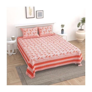 Uniqchoice - Peach Cotton Double Bedsheet with 2 Pillow Covers