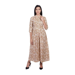JAIPURETHNICWEAVES Women's Cotton Floral Printed Anarkali Long Maxi Dress