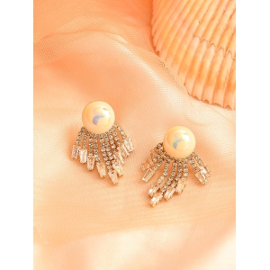 GOLD PLATED PARTY DESIGNER STONE DROP EARRING FOR WOMEN