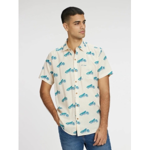 Blue Bike Printed Halfsleeves Cotton Shirt-L