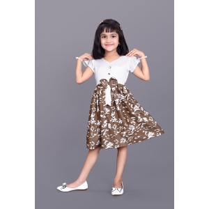 Kids Girls Knee Length Leaf Design Festive/Wedding Fit & Flare Dress-3 - 4 Year