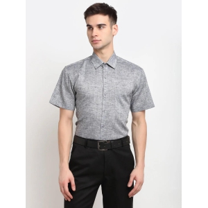 Indian Needle Grey Men''s Solid Cotton Half Sleeves Formal Shirt-XXL / Grey