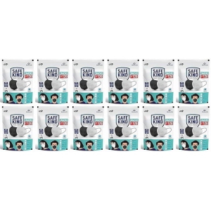 SafeKind N95 Face Masks with 5 Layer Protection (2 Black + 1 White) Pack of 2