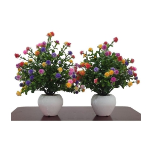 BAARIG - Multicolor Daisy Artificial Flower ( Pack of 2 )