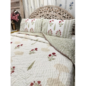 Hand Block Organic Mulmul Cotton Quilt | Mehtab-Pair of Single
