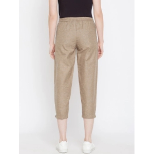 Women Brown Relaxed Regular Fit Self Design Cigarette Trousers