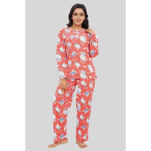 Women Full Sleeves Knit Cotton Pyjama Set-XL