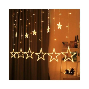 EliteDecor 10 Star Curtain LED Rice Light String Lights Yellow - Multicolour