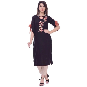 Maquien - Black Rayon Womens Straight Kurti - 5XL