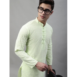 Jompers Men''s Green Embroidered Kurta Only-XXL / Green