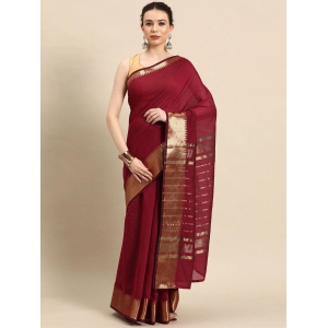 Designer Red Cotton Blend Saree