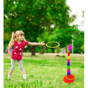 Humaira Plastic Ring Toss Quoits Hoopla Throw Game for Kids 3 Years and up, Multicolor