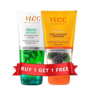 VLCC Neem Face Wash & VLCC Anti Tan Face Wash - with Buy One Get One - 300 ml