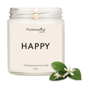 Puremazing - White Lemon Jar Candle 8 cm ( Pack of 1 )