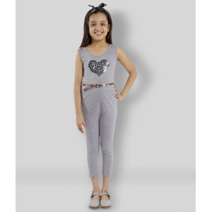 Kids Cave - Gray Cotton Blend Girls Jumpsuit ( Pack of 1 ) - None
