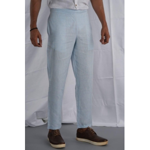 Men Sky Blue Solid Hemp Ultimate Yoga Pant