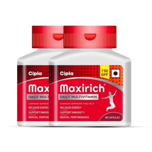 Cipla Maxirich Multivitamin Capsules with Nutrients, Antioxidants, Vitamins| Immunity 2x 30cap