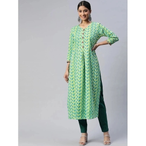 SVARCHI - Green Cotton Womens A-line Kurti ( Pack of 1 ) - None