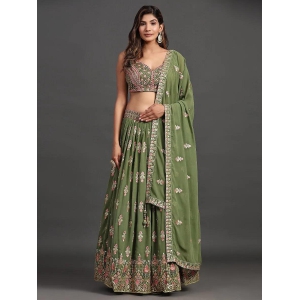 Green Georgette Party Look Elegant Lehenga Choli-L / Green