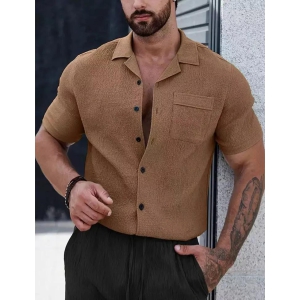 BROWN PLAIN SHIRT COTTON MATERIAL FOR MENS AVAILABLE-Large