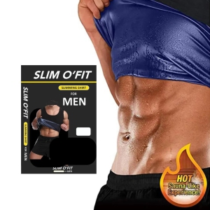 Slim O''fit Men’s Premium  Sweat Shaper Workout Vest, Polymer Shape Wear for Weight Loss( Black )-XXL