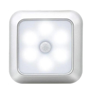 Square Human Infrared Sensor Light Smart Home Wardrobe Aisle Light Control Lamp Creative Night Light-Silver / White Light