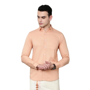 Kalyan Silks Cotton Shirt With Light Orange by Ecofriendly