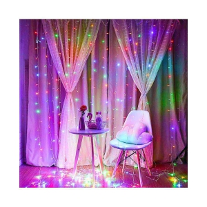 MIRADH 3Mtr 240 Led 8 Mode Curtain String Lights - Multi-color