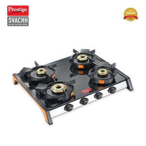 Prestige Svachh Glass Top Gas Stove (4 Burners) with Liftable Burners - GTSV-04