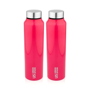 Urban Spoon Stainless Steel Single Wall Straight Water Bottle Set of 2 Pcs - 920 Ml Each - Black