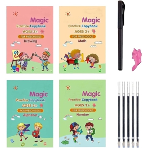 Smizzy Sank Magic Practice magic notebook for kids, Number Tracing Book for Preschoolers with Pen, Magic Calligraphy Copybook Set Practical Reusable Writing Tool Simple Hand Lettering [Unbound] smizzy