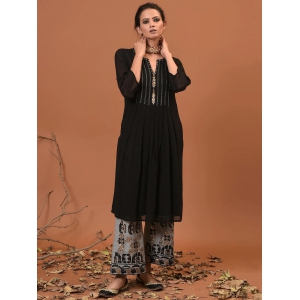 Black and Grey Ebb & Flow Kurta- Pant-XL