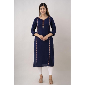 Kapadia - Navy Rayon Womens Straight Kurti ( Pack of 1 ) - None