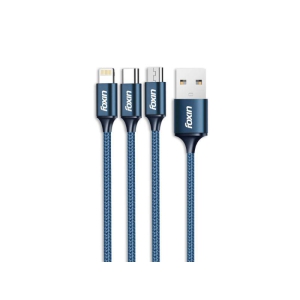 Foxin FDC-MAC04 3-In-1 USB Cable 1.2M  up to 3.0A Current