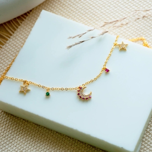 Ethereal Emerald Medley Choker-Gold