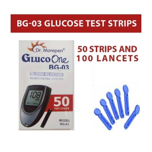 Dr. Morepen 50 SUGAR TEST STRIPS AND 100 LANCETS BG-03 Expiry March 2024