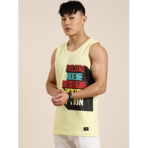 JOVEN Men Yellow Printed Innerwear Vest-XL / Yellow