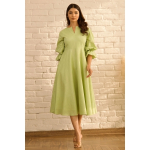 Green flare dress-M