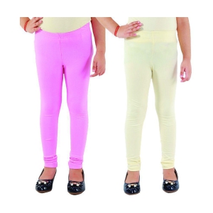 Kids Cave - Baby Pink Cotton Blend Girls Leggings ( ) - None