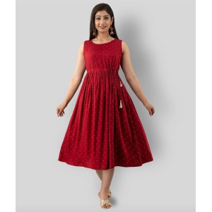 FABRR - Red Rayon Women's A- line Dress ( Pack of 1 ) - 3XL