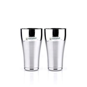 coconut Stainless Steel Jumbo Lassi Glasses - Set of 2 (650ml Each), Multipurpose Steel Water Glass, Dual matt and Gloss Finish on The Glass