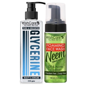 WishCare Pure and Unscented Glycerine & Foaming Neem Face Wash Face Wash 400 mL Pack of 2