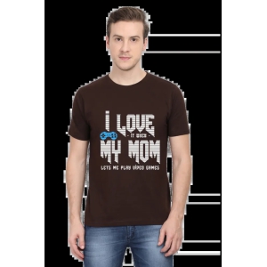 I Love it When My Mom Lets Me Play video Game - Mens Printed T Shirt-Coffee Brown / 3XL