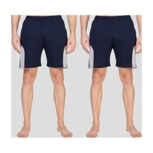 Zeffit - Navy Cotton Blend Mens Shorts ( Pack of 2 ) - None