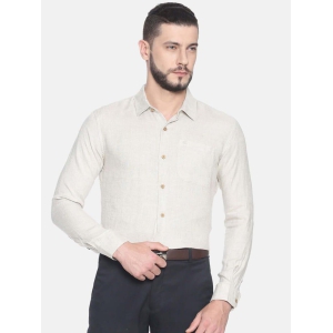 Men Beige Hemp Formal Full Sleeve Shirt