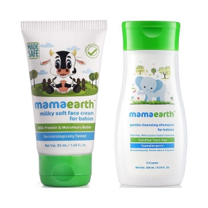 Mamaearth Milky Soft Natural Baby Face Cream for Babies 50mL änd Gentle Cleansing Shampoo for babies (200 ml, 0-5 Yrs)