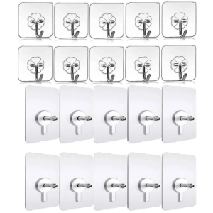 Sansuka Wall Hooks Adhesive No Drilling Waterproof for Home Kitchen Bathroom (Pack of 20)