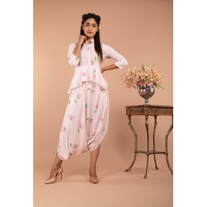 Light Hearted Pink Peplum Dhoti Jumpsuit-2XL / 5'0