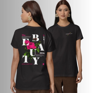 Flower Beauty Black T-Shirt-Black / M-36