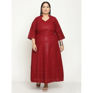 queenley-maroon-cotton-womens-flared-kurti-pack-of-1-none